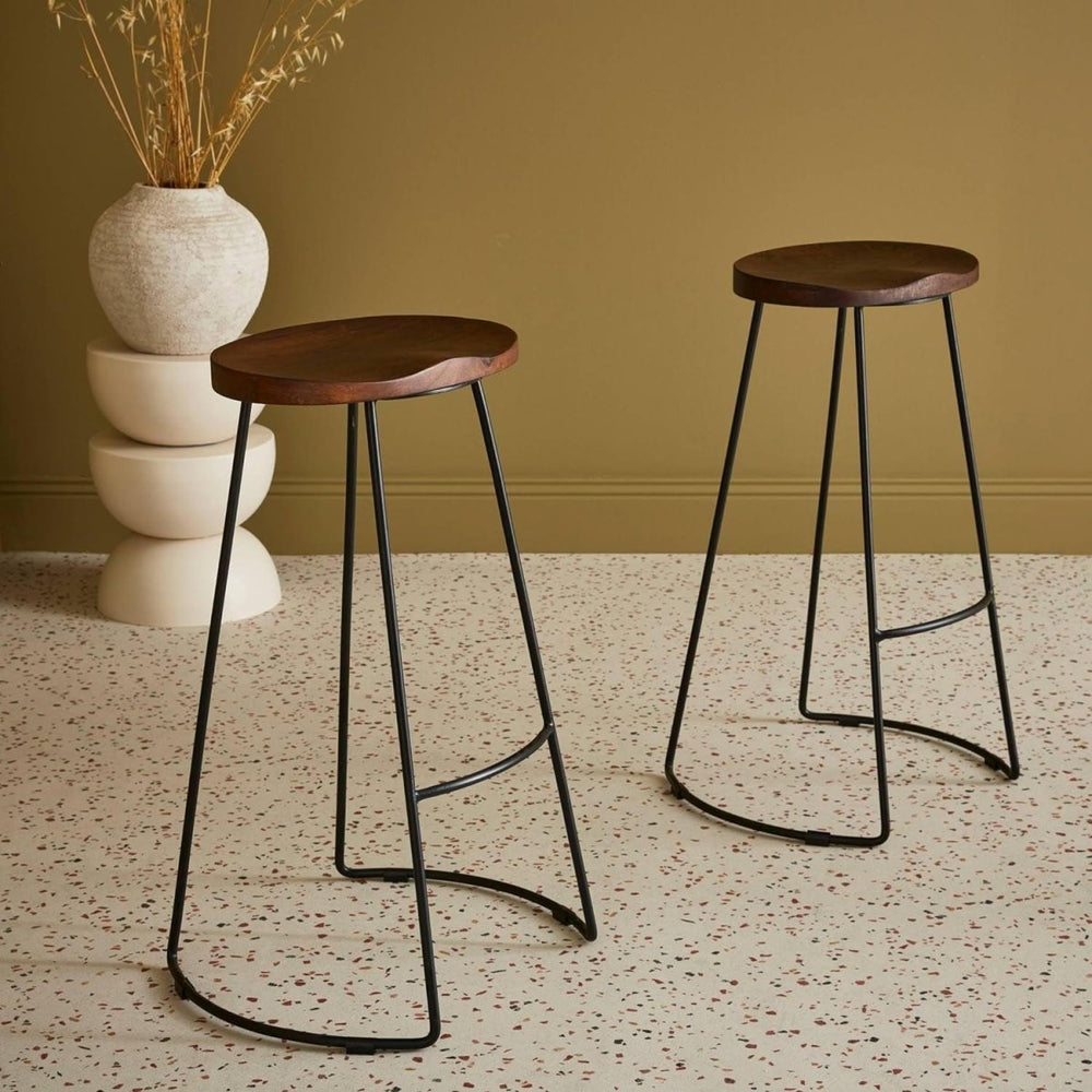 2 Tabouret Bar Bois Manguier | Flot - Designix Tabouret