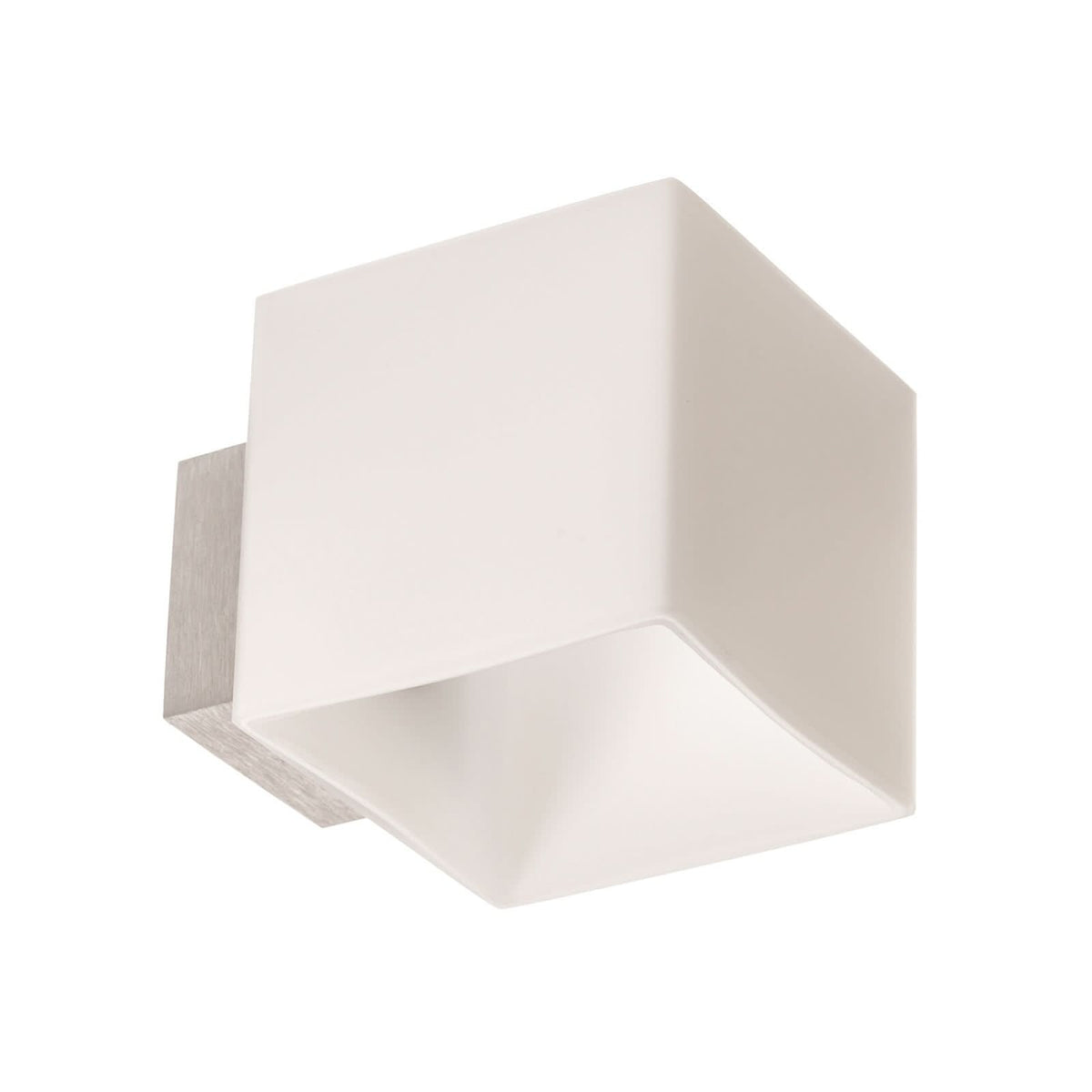 Applique murale Cube en verre, blanc et gris, hauteur 8 cm