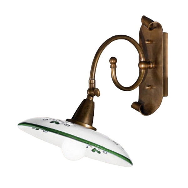 Applique murale Bassano en laiton, vert, Ø 22 cm