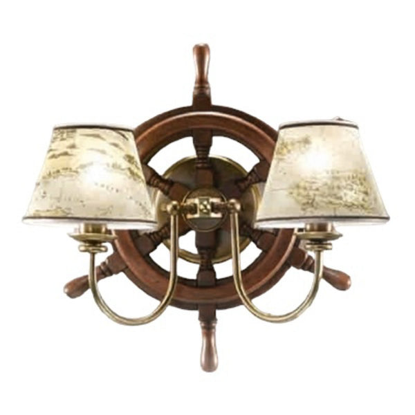 Applique murale Porto 2 en laiton, brun, 2 lumières, Ø 43 cm