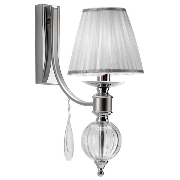 Applique murale 7330 en tissu, chrome et blanc, hauteur 43 cm