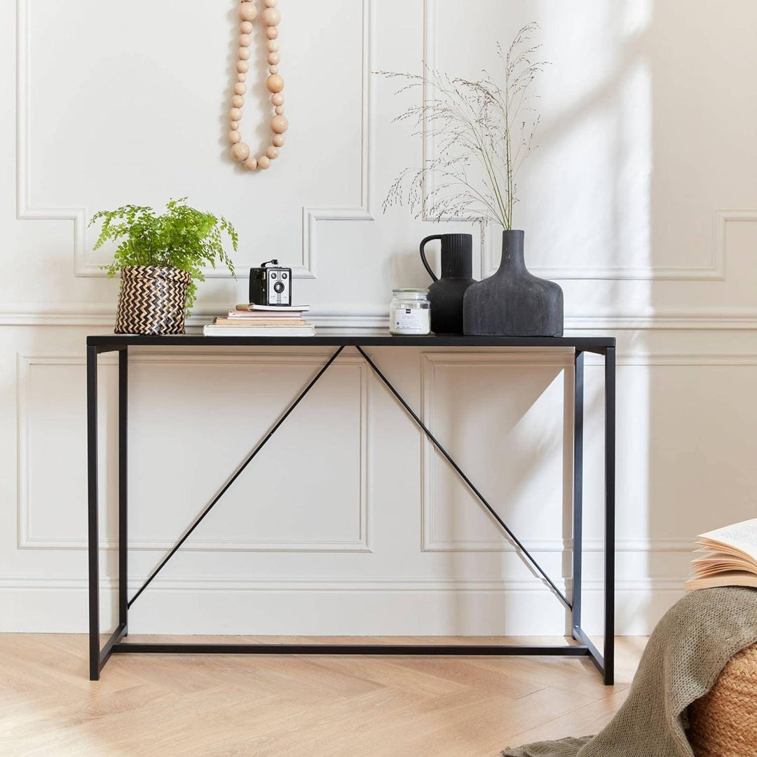 Alice'S Home - Console En Métal Noir 120 X 39 X 79Cm - Industrielle - 1 Barre De Renfort | Designix - Amazon    - https://designix.fr/