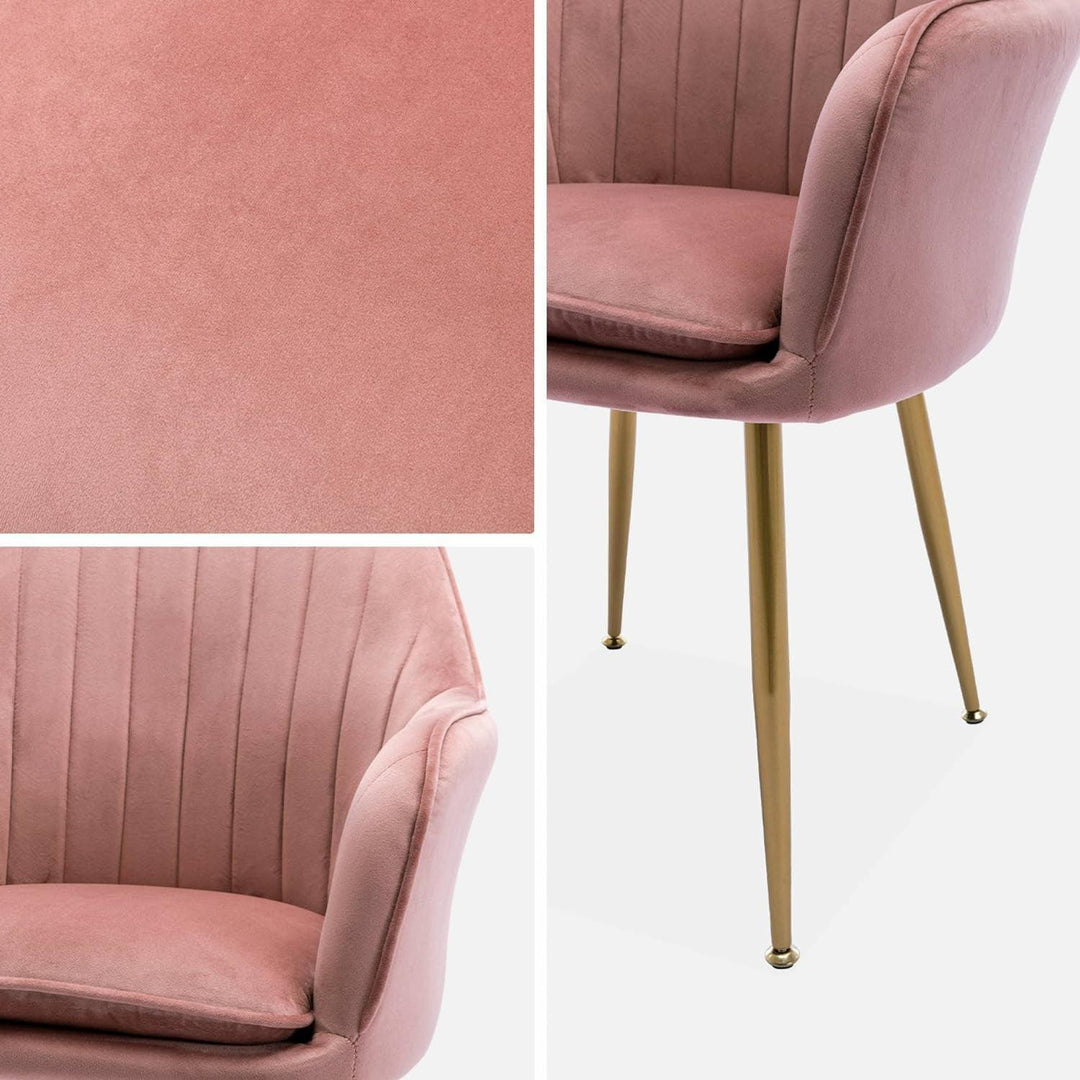 Alice'S Home - Fauteuil En Velours Vieux Rose Et Pieds En Métal Doré. Shella L 58 X P 58 X H 85 | Designix -     - https://designix.fr/