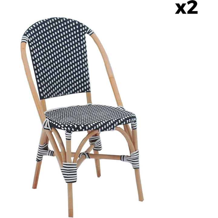 Alice'S Home - Lot De 2 Chaises Empilables Bistrot En Rotin Et Polyrotin Noir Et Blanc. L 48 X P 58 X H 90Cm | Designix - Amazon    - https://designix.fr/