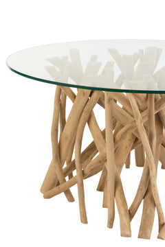 Table Basse Teck Naturel Verre