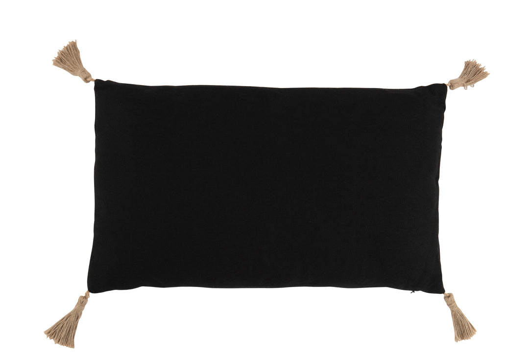 Coussin Polyester Tissé Noir Rectangulaire