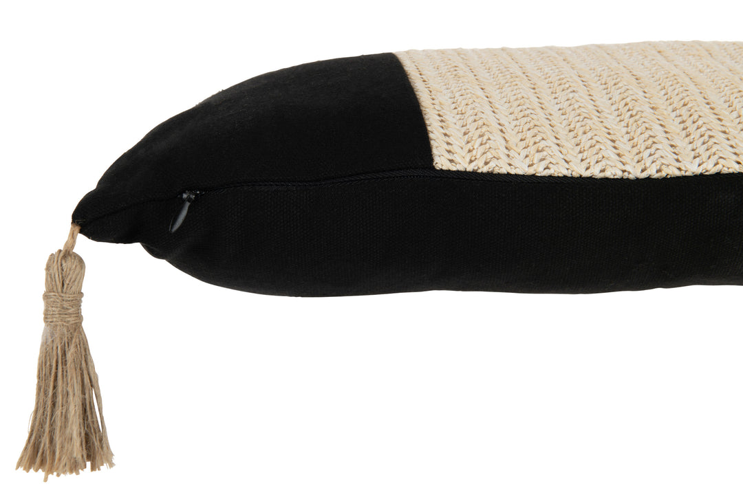 Coussin Polyester Tissé Noir Rectangulaire