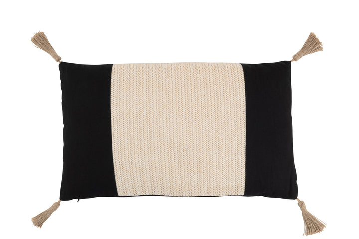 Coussin Polyester Tissé Noir Rectangulaire