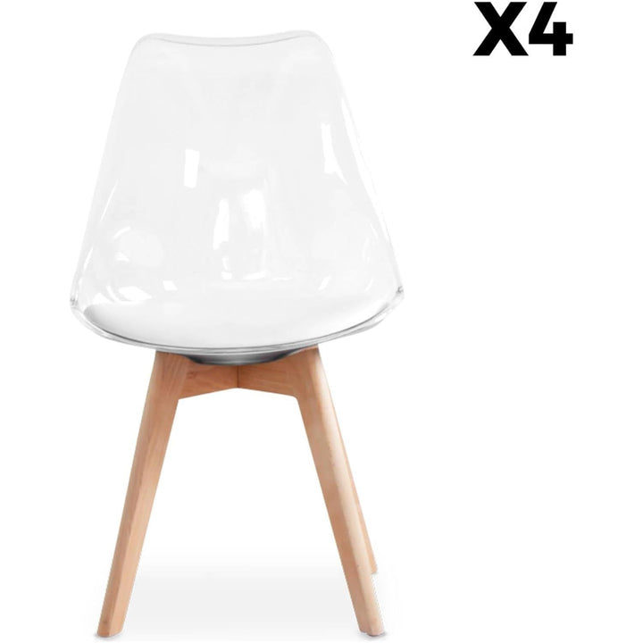 Alice'S Home - Lot De 4 Chaises Scandinaves - Lagertha - Pieds Bois. Fauteuils 1 Place. Coussin Blanc. Coque Transparente | Designix - Amazon    - https://designix.fr/