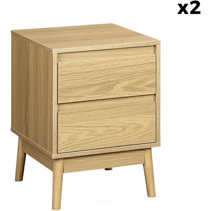 Alice'S Home - Lot De 2 Tables De Chevet Décor Bois. Deux Tiroirs | Designix - Amazon    - https://designix.fr/