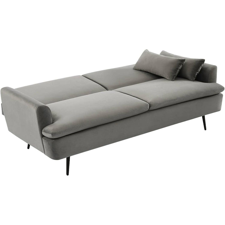 Alice'S Home - Canapé Convertible. John. 2-3 Places Pieds Métal Et Velours Gris Clair L 210 X P111 X H48Cm | Designix -     - https://designix.fr/