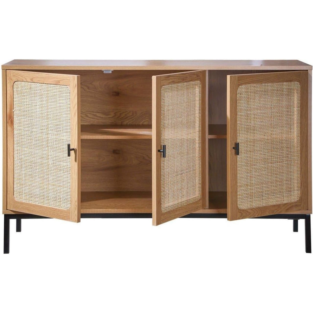 Calicosy - Buffet 3 Portes - Collection Jaya - Panneaux De Particules - Façade En Cannage Rotin - Style Exotique - Pour Salon, Salle À Manger - L120 Cm X P40 Cm X H72 Cm | Designix - Amazon    - https://designix.fr/