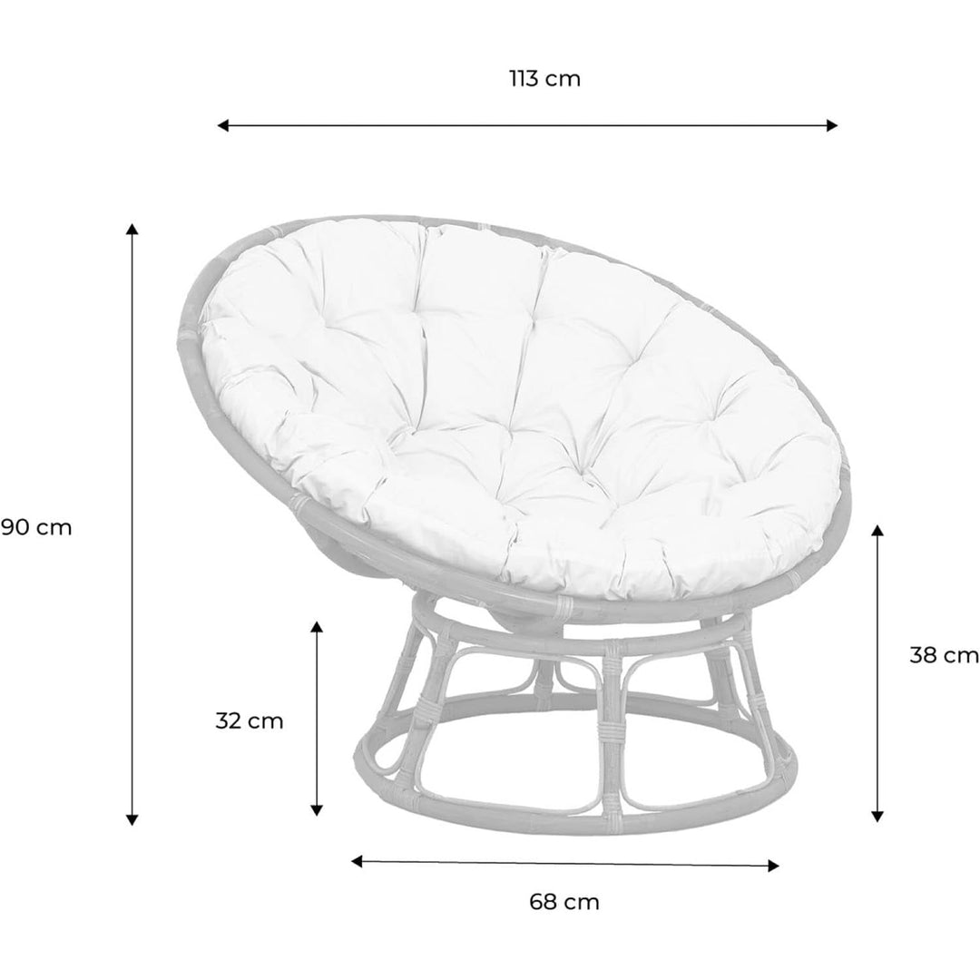 Alice'S Home - Fauteuil Papasan En Rotin Avec Coussin Blanc Ø113Cm | Designix -     - https://designix.fr/