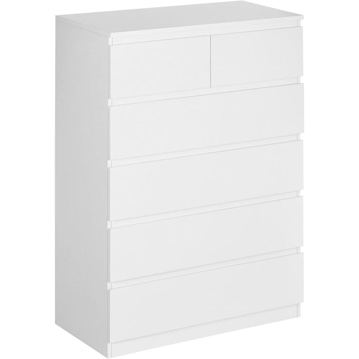 Commode 6 Tiroirs Meuble De Rangement Sans Poignées Design Minimaliste - 80 X 39 X 115 Cm - Blanc | Designix - Amazon    - https://designix.fr/