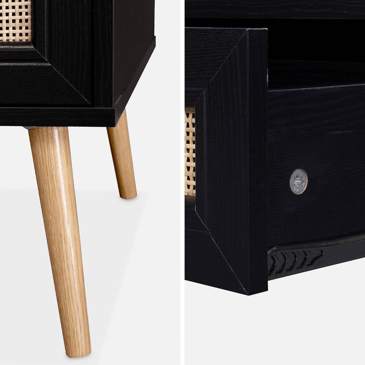 Alice'S Home - Table Basse En Cannage 110X59X39Cm - Bohème - Noir. 1 Tiroir. 1 Espace De Rangement. Pieds Scandinaves | Designix - Amazon    - https://designix.fr/