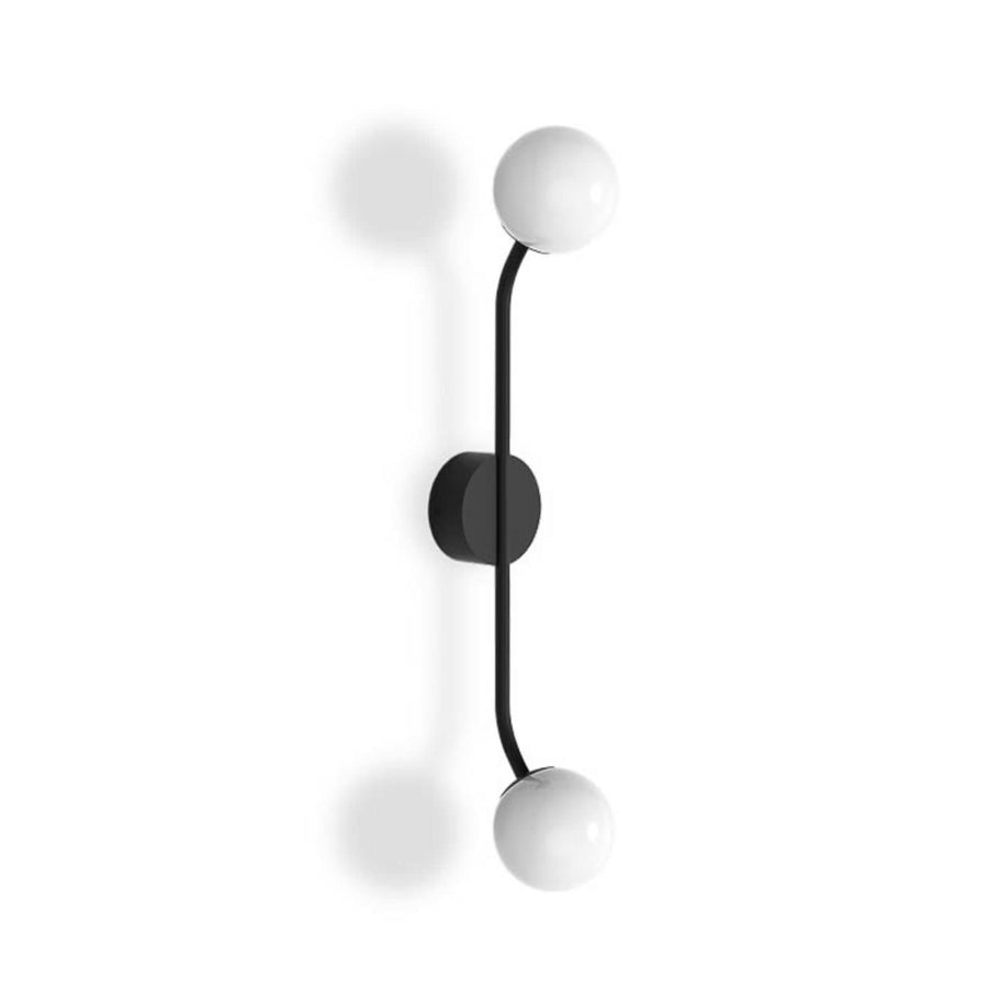 Applique murale Pep en verre, noir et blanc, 2 lumières, hauteur 48 cm