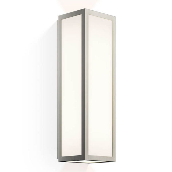 Applique murale LED Bauhaus 1 N en acier, nickel et blanc, hauteur 30 cm, IP44