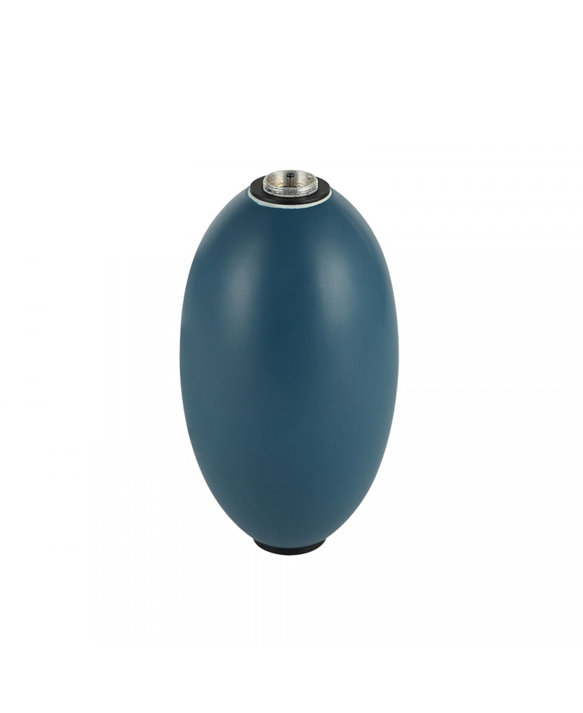 Module central bleu turquoise de forme ovale, vu de face sur fond blanc, raccords métalliques visibles