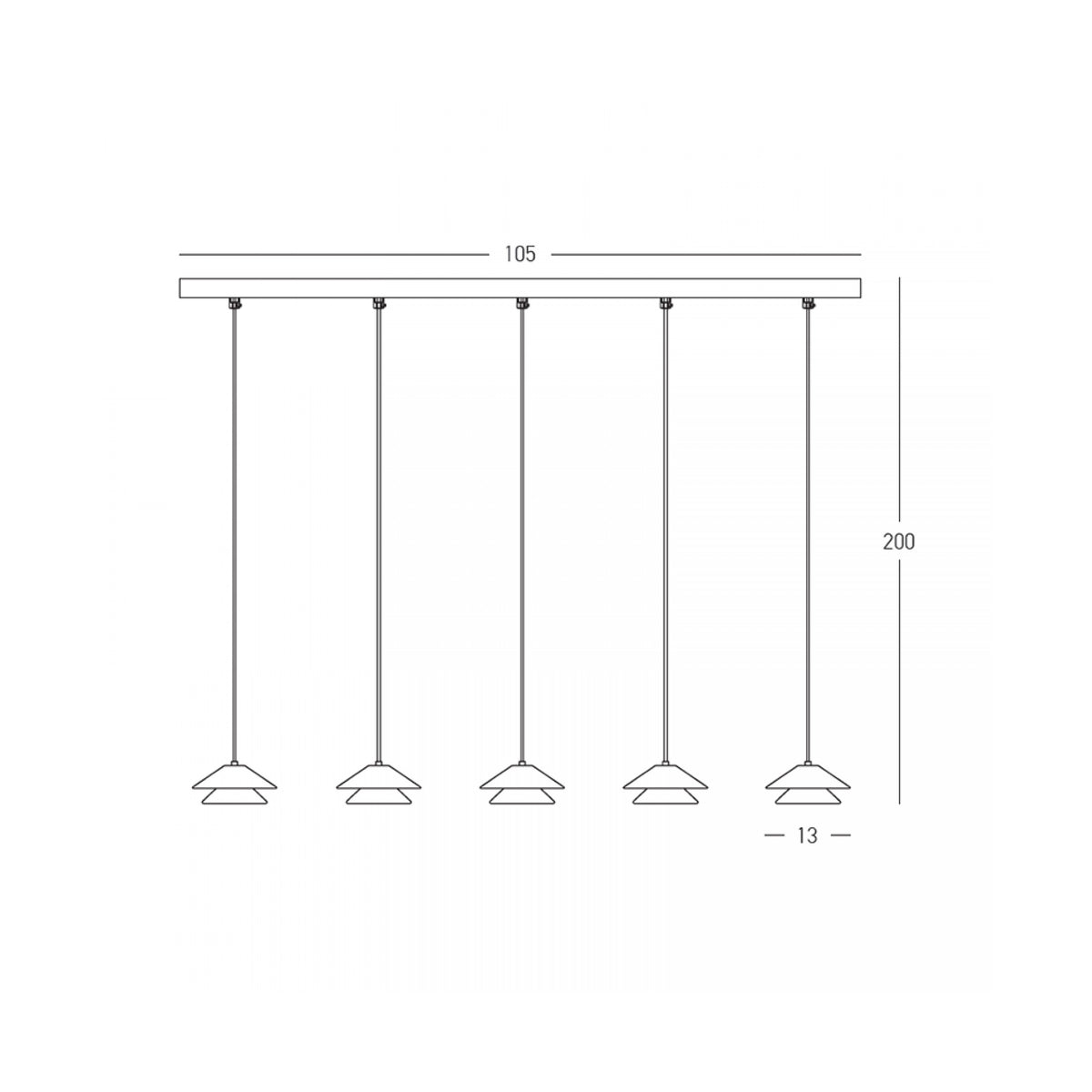 Schéma technique coté indiquant 105 cm de large et 200 cm de hauteur