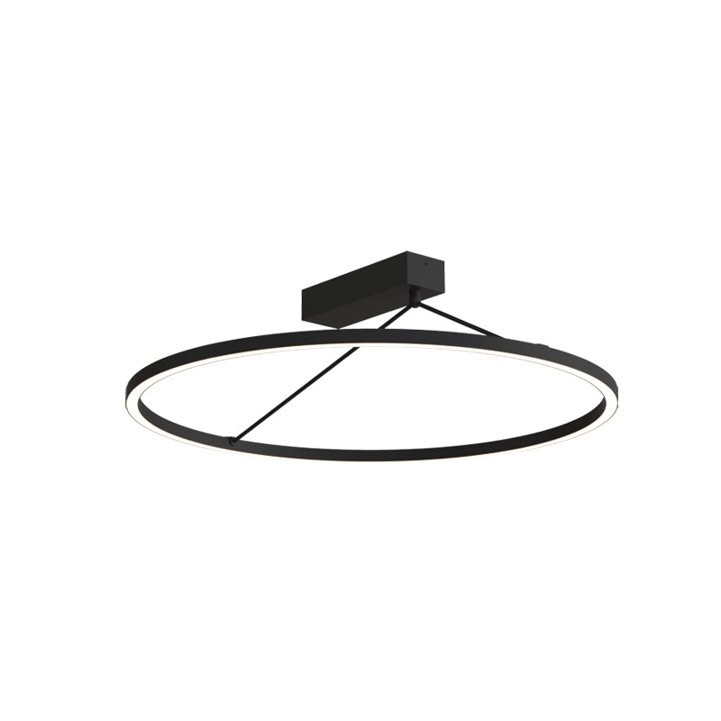 Autre angle de vue du plafonnier, anneau noir et tiges de maintien obliques