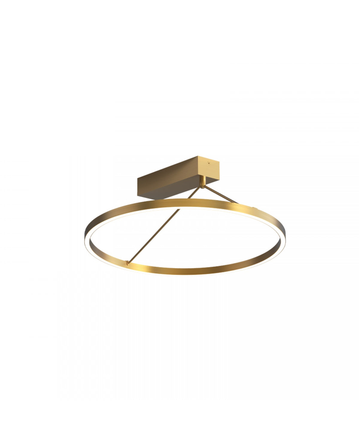 Luminaire présenté sur fond neutre, cerceau laiton et fixation centrale