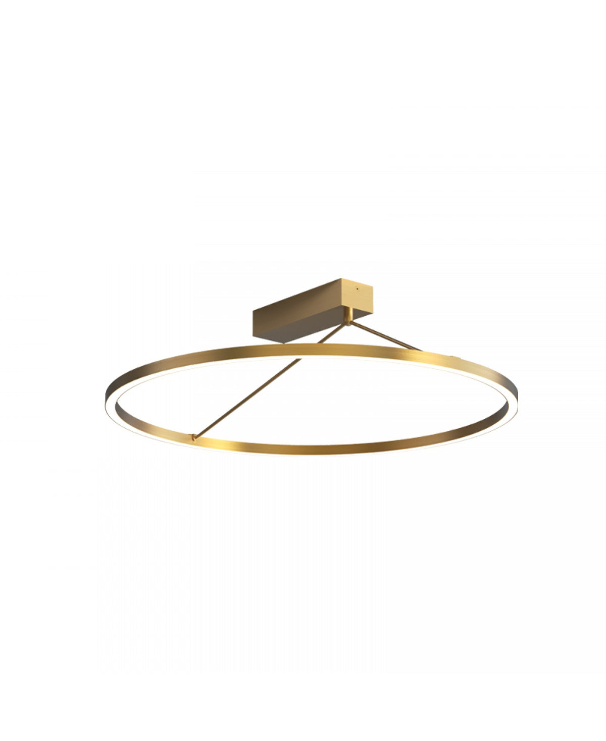 Gros plan sur le luminaire laiton fixé au plafond avec anneau.