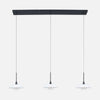 Suspension assiette noire 3 lampes, diffuseurs verre blanc | Tallerken