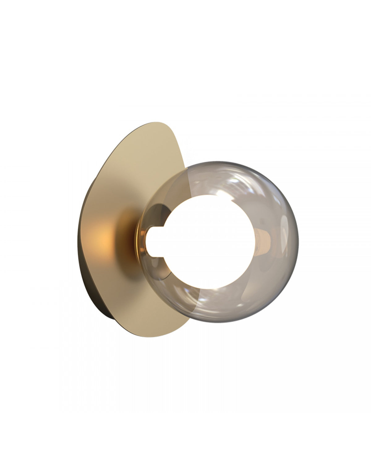 Profil de l'applique montrant la platine métallique et la sphère en verre