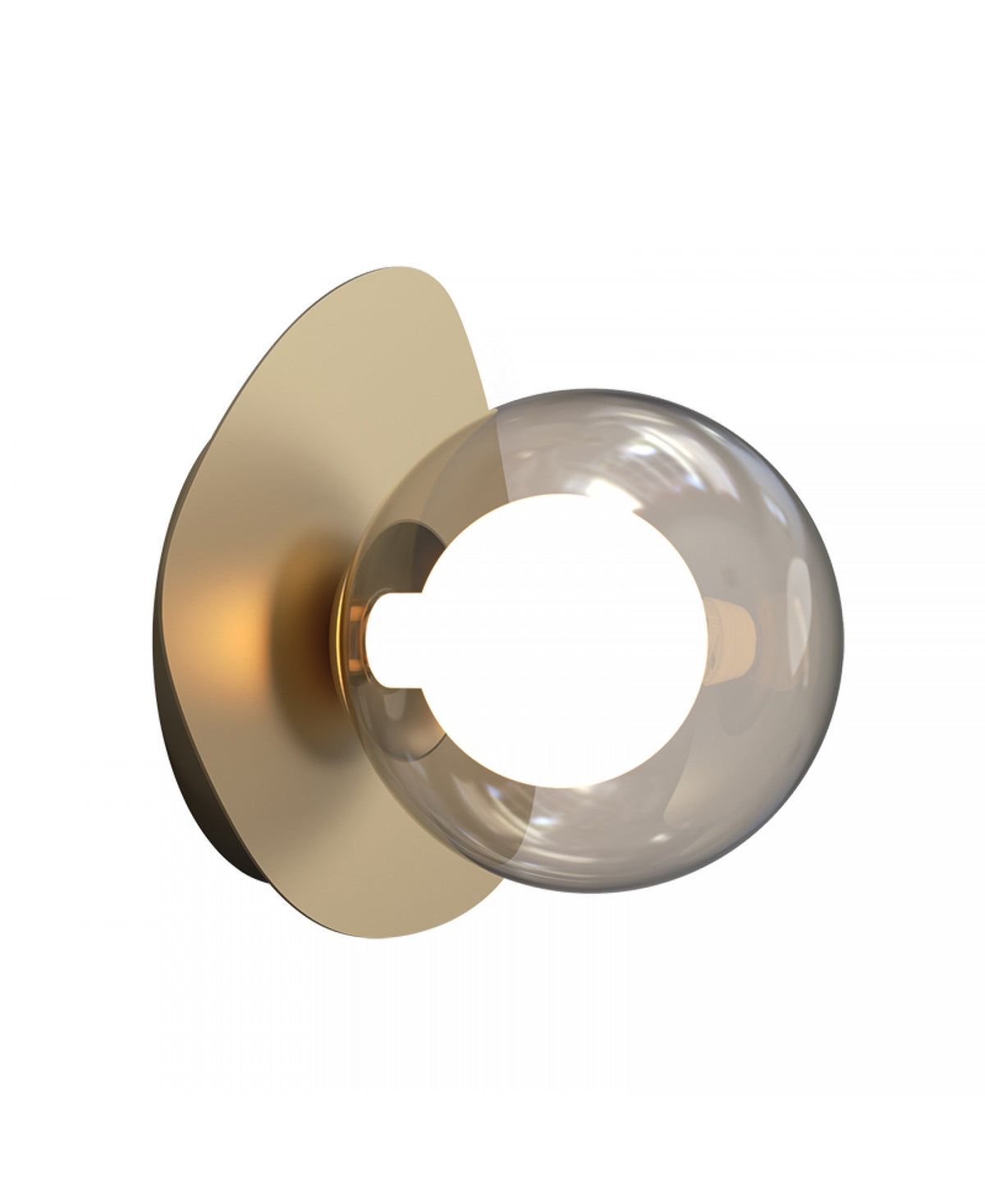 Vue de trois quarts sur fond blanc, platine métal or mat et diffuseur fumé