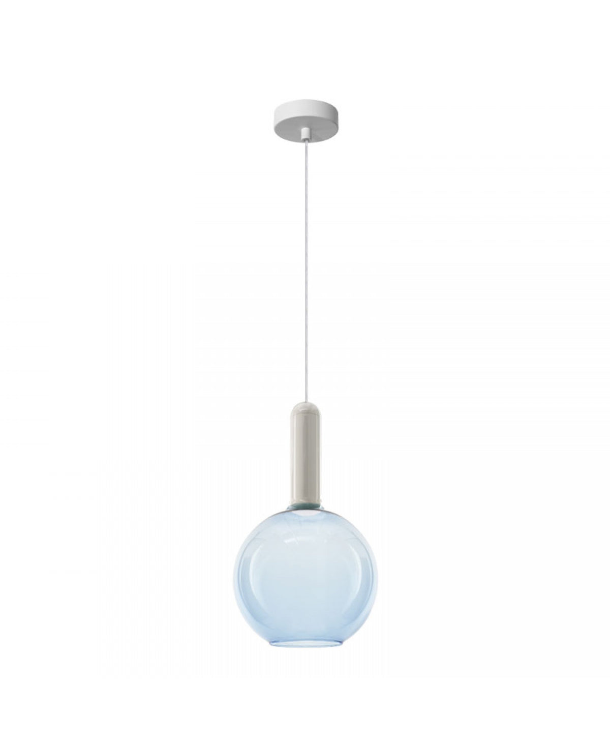 Plan serré sur la boule de verre et la douille cylindrique blanche