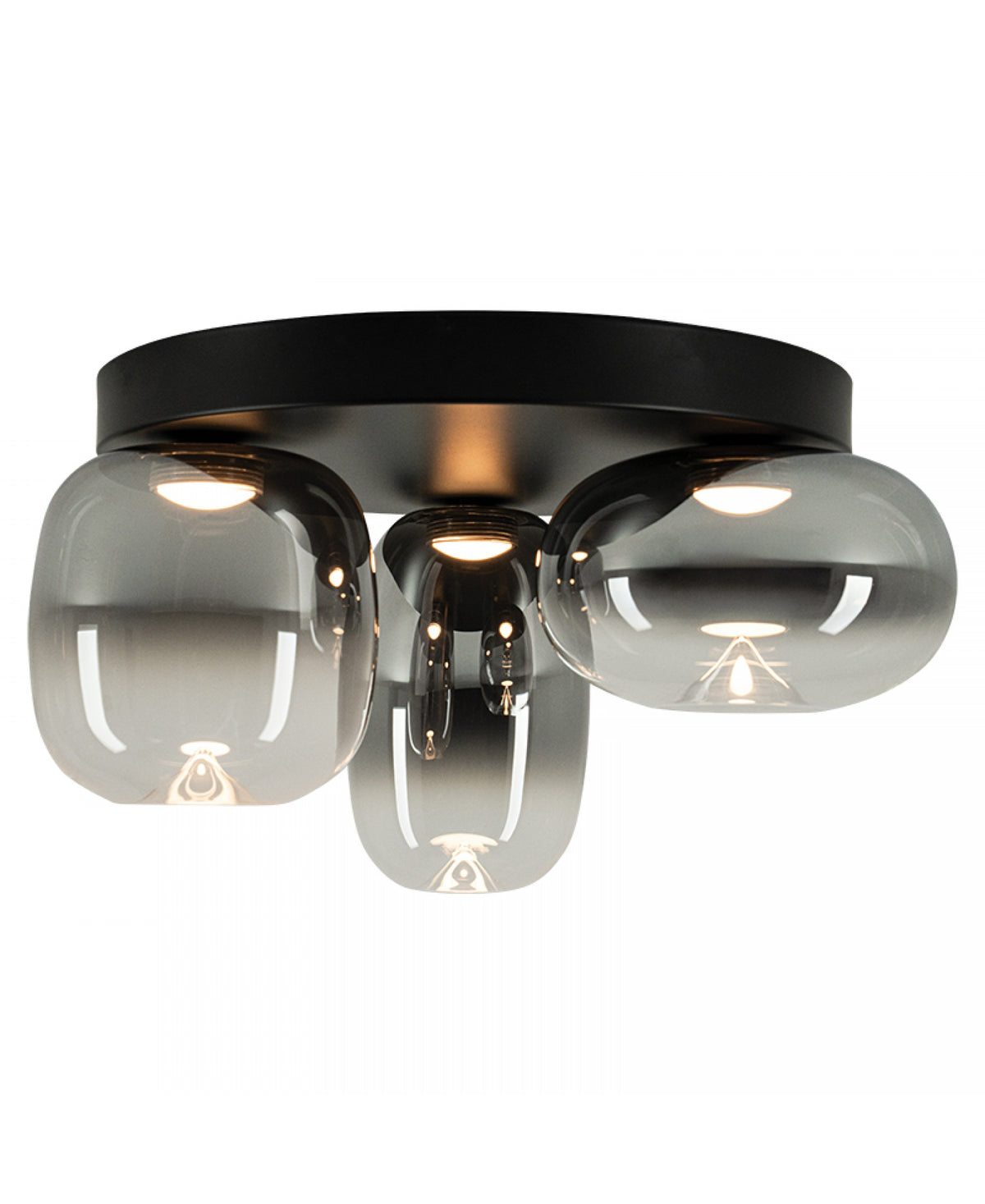 Detail de la finition noire mate et des ampoules visibles dans les verres