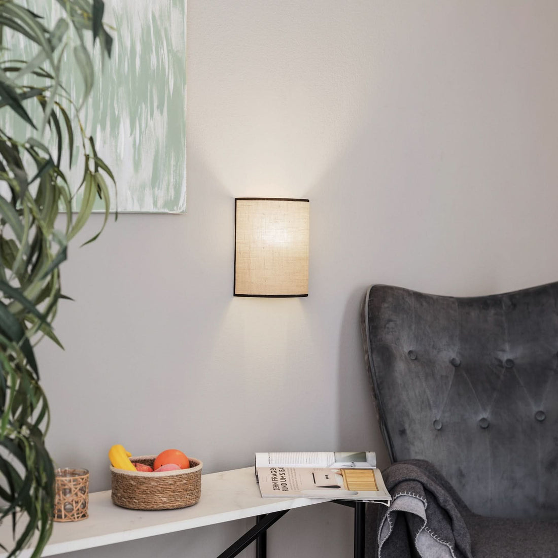 Applique murale Jute&black en tissu, brun et noir, hauteur 24 cm