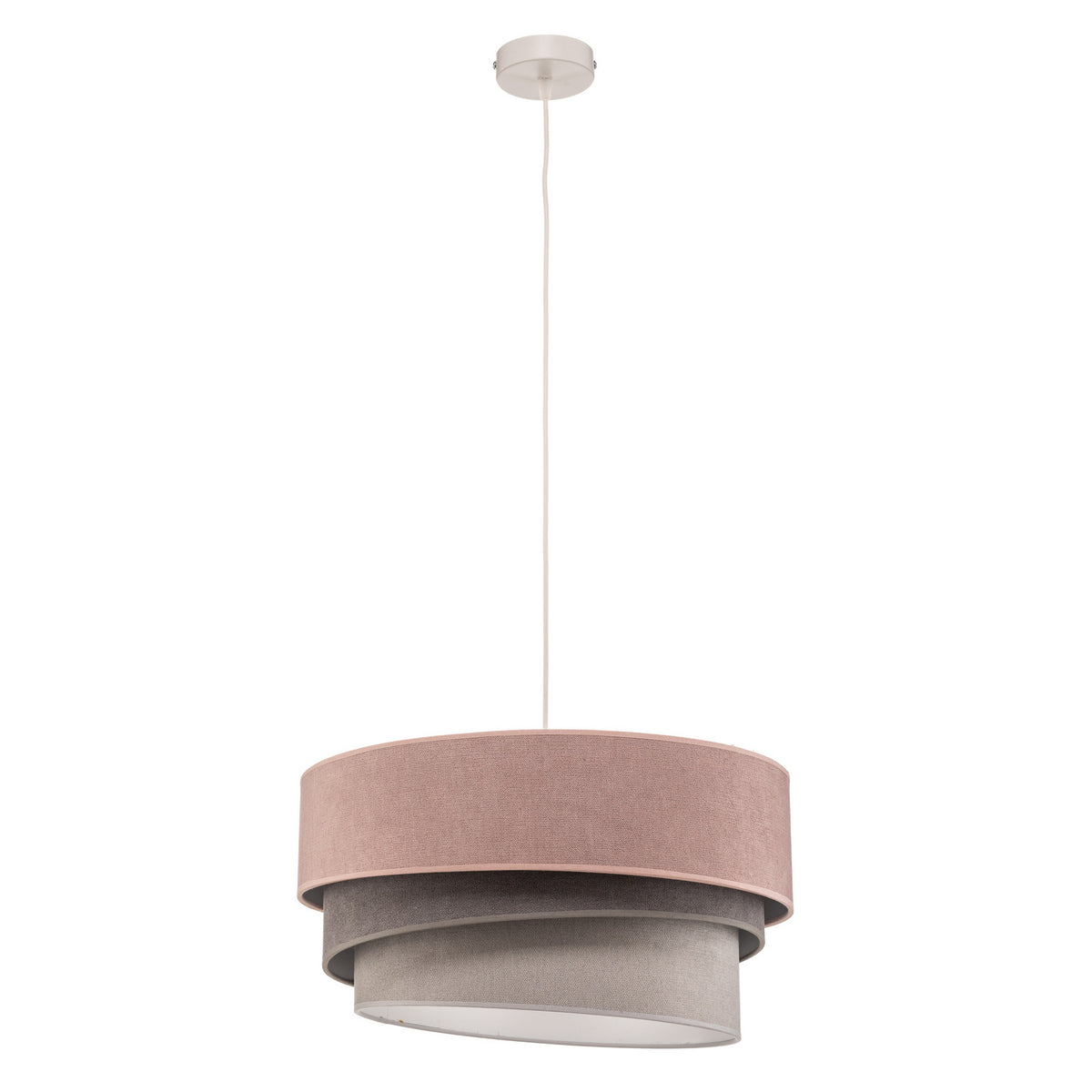 Vue produit isolée de la suspension complète avec câble et rosace sur fond blanc.