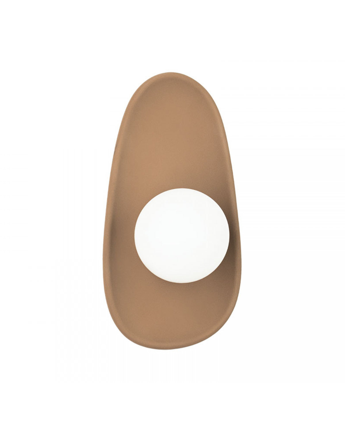 Produit seul détouré sur fond blanc, applique ovale terracotta avec globe central.