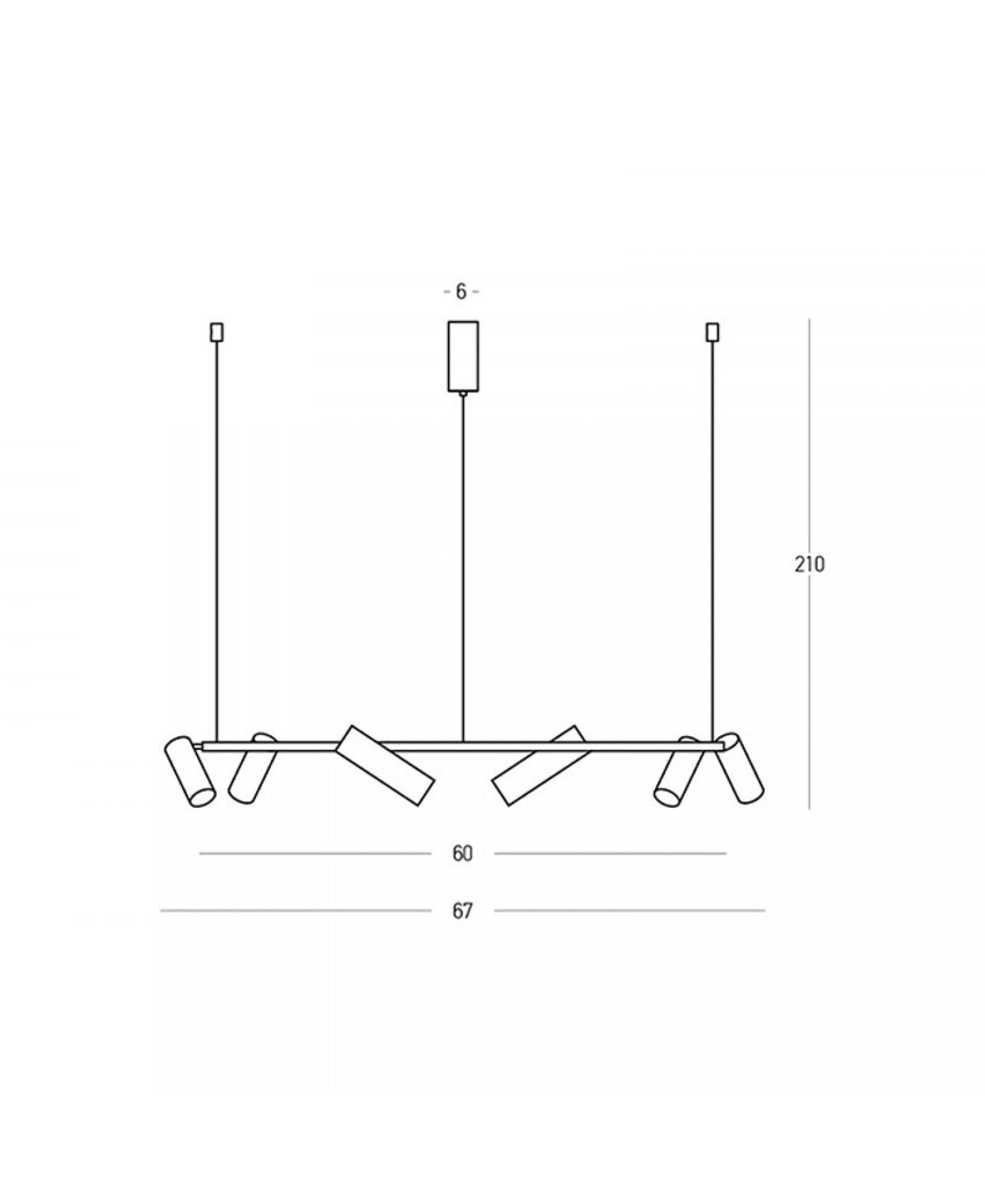 Schéma de dimensions cotées, hauteur et largeur du luminaire indiquées