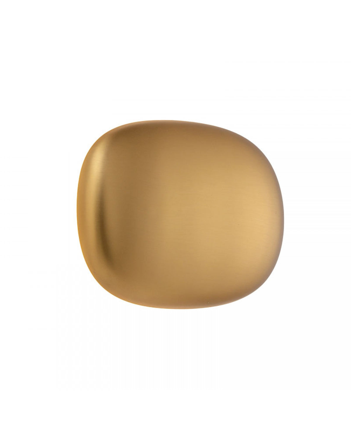 Détail de face : applique dorée brossée aux bords arrondis sur fond blanc
