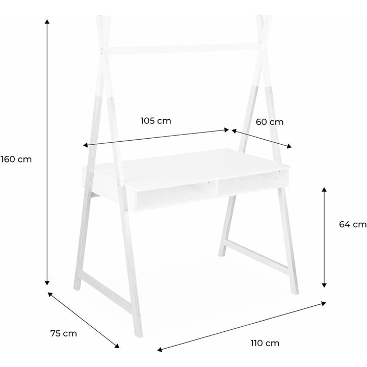 Alice'S Home - Bureau Tipi Blanc. Tobias. Deux Casiers. L 110 X L 75 X H 160Cm | Designix - Amazon    - https://designix.fr/