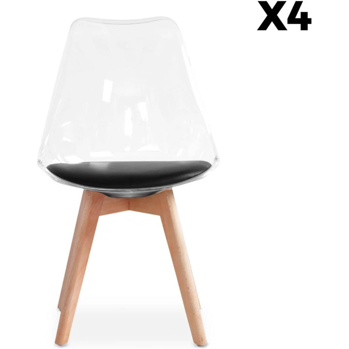 Alice'S Home - Lot De 4 Chaises Scandinaves - Lagertha - Pieds Bois. Fauteuils 1 Place. Coussin Noir. Coque Transparente | Designix - Amazon    - https://designix.fr/