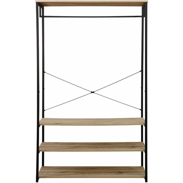 Alice'S Home - Dressing. Vestiaire. Portemanteau En Métal Noir Et Décor Bois. Loft. 3 Étagères. Une Barre De Penderie L 100 X L 40 X H 167Cm | Designix - Amazon    - https://designix.fr/