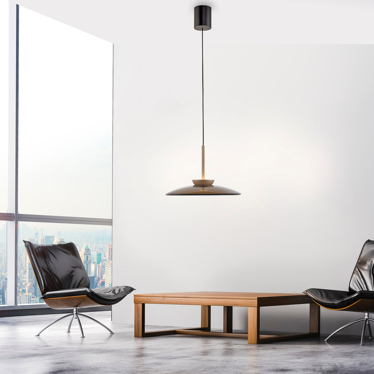 Suspension Pure E-Moon marron, verre
