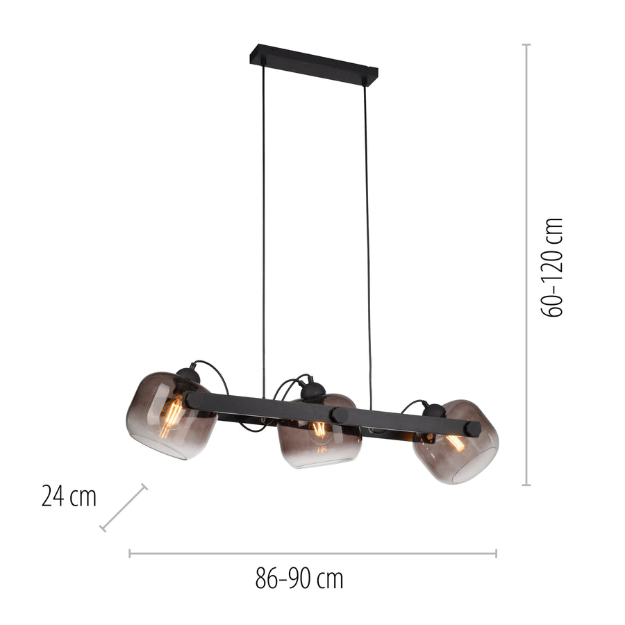 Suspension Cup 2.0 3 lumières noire