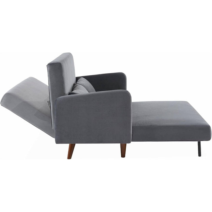 Alice'S Home - Canapé Convertible En Velours - Panam - 2 Places Scandinave. Pieds Bois Foncé. Gris Foncé. Banquette. Dossier Inclinable | Designix -     - https://designix.fr/