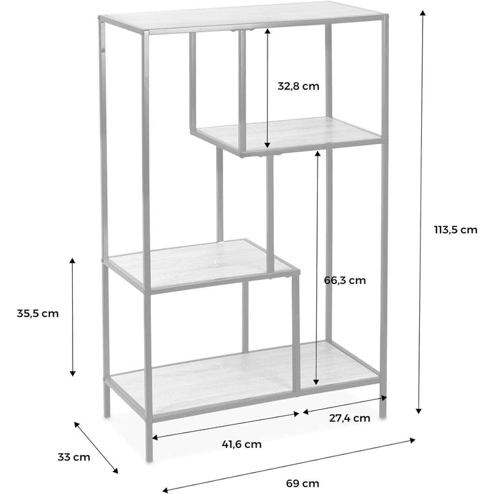 Alice'S Home - Etagère En Métal Noir Et Décor Bois - Loft - Bibliothèque 4 Niveaux. L 69 X L 33 X H 113.5Cm | Designix - Amazon    - https://designix.fr/