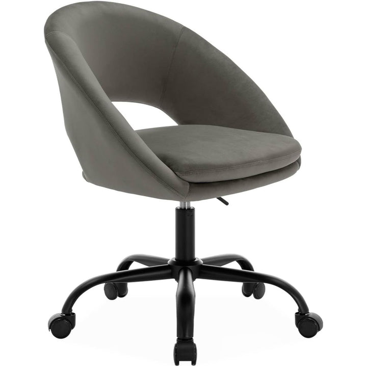 Alice'S Home - Chaise De Bureau Ronde À Roulettes En Velours Gris. Pam. L 59 X P 60 X H 79 / 89Cm | Designix - Amazon    - https://designix.fr/