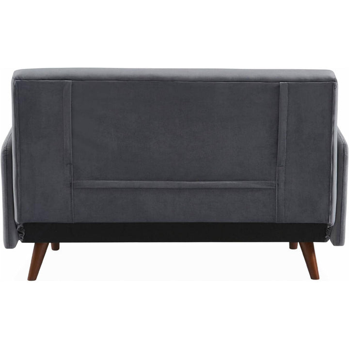 Alice'S Home - Canapé Convertible En Velours - Panam - 2 Places Scandinave. Pieds Bois Foncé. Gris Foncé. Banquette. Dossier Inclinable | Designix -     - https://designix.fr/