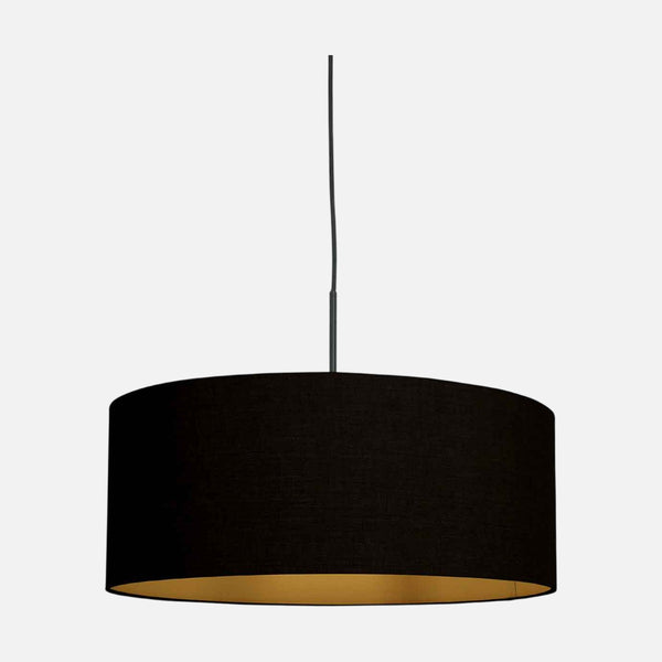 Suspension lin noir intérieur doré Ø 50 cm, E27 | Sparkled Lin