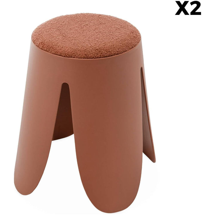 Alice'S Home - Set De 2 Tabourets Empilables Terracotta. Bouclette Texturée. Niki. Ø30 / 44 X H46Cm | Designix - Amazon    - https://designix.fr/