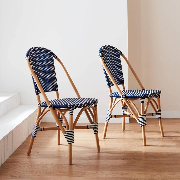 Alice'S Home - Lot De 2 Chaises Empilables Bistrot En Rotin Et Polyrotin Bleu Et Blanc. L 48 X P 58 X H 90Cm | Designix - Amazon    - https://designix.fr/