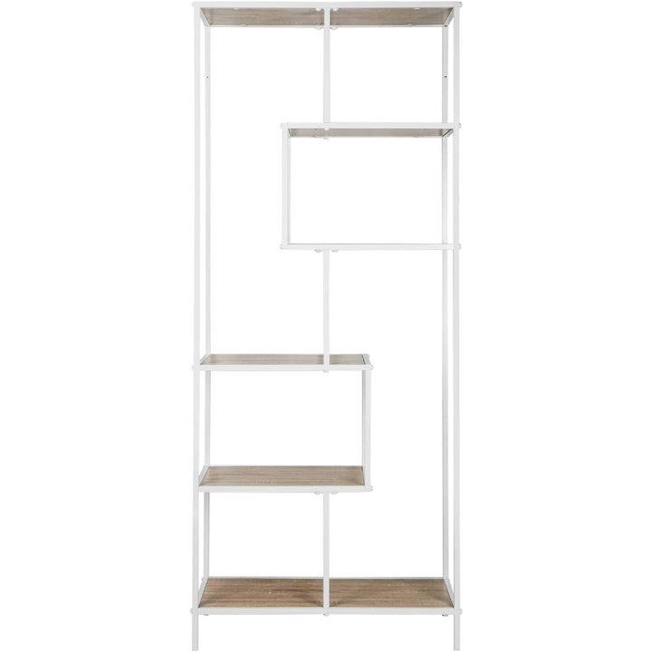 Alice'S Home - Etagère En Métal Blanc Et Décor Bois - Loft - Bibliothèque 6 Niveaux. L 77 X L 33 X H 185Cm | Designix - Amazon    - https://designix.fr/