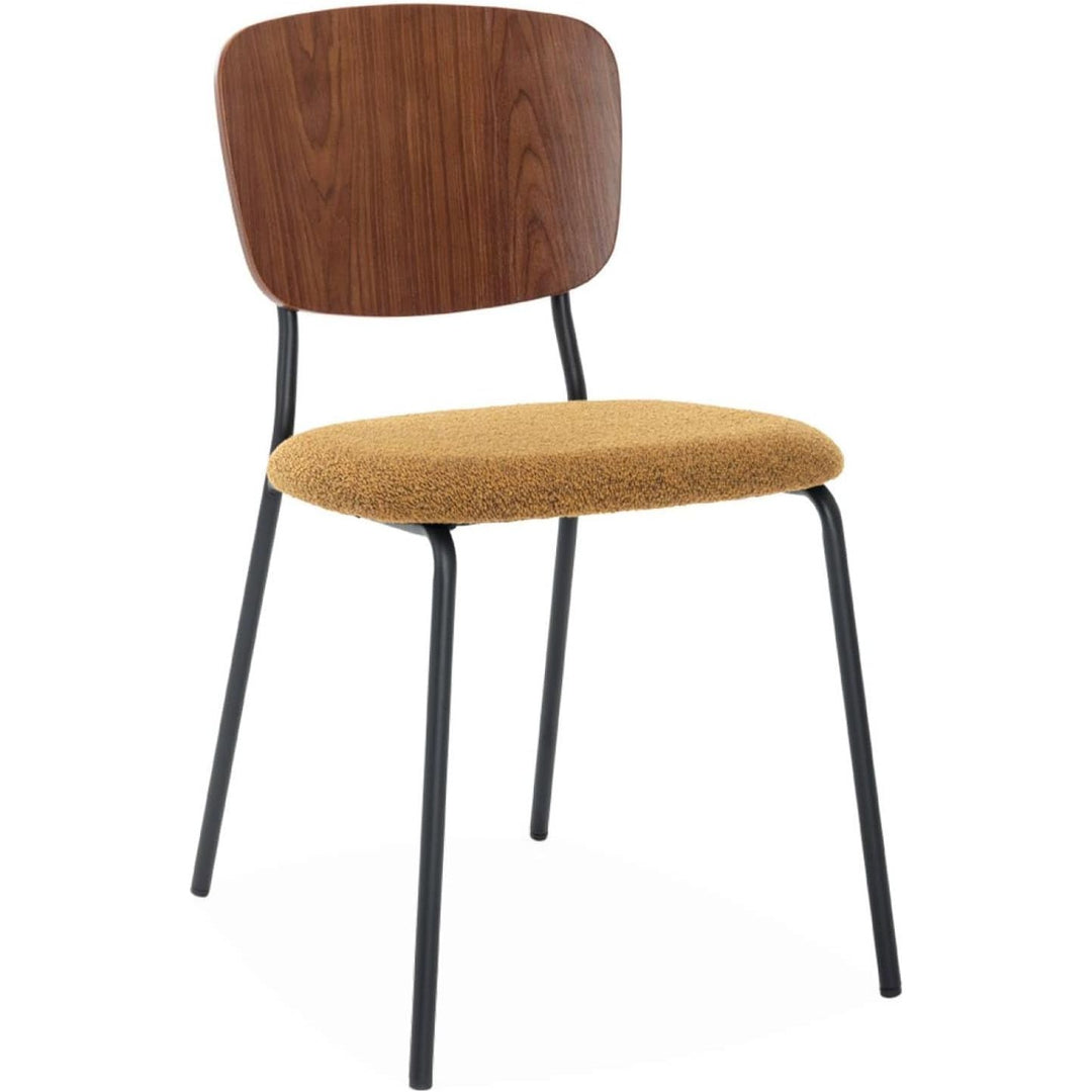 Alice'S Home - Lot De 2 Chaises Assise Bouclette Texturée Moutarde. Dossier Bois De Peuplier Courbé. Pieds En Métal Noir Mat | Designix - Amazon    - https://designix.fr/